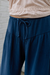 Wide Leg Drape Cotton Gauze Pants