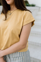 Round Neck Cuffed Top
