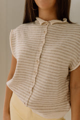 Button Front Soft Knit Shortsleeve