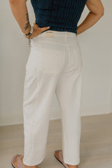 Mid Rise Barrel Cotton Twill Jeans
