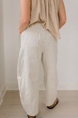 Pinstriped Pattern Barrel Pants