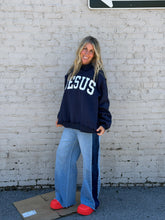 'Jesus' Embroidered Mock Neck Sweatshirt