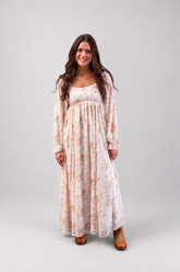 Ivory Floral Long Sleeve Maxi Dress
