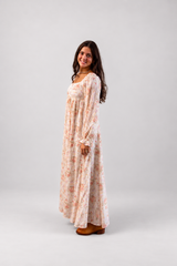Ivory Floral Long Sleeve Maxi Dress