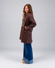 Chocolate Checkered-Lined Trench Coat