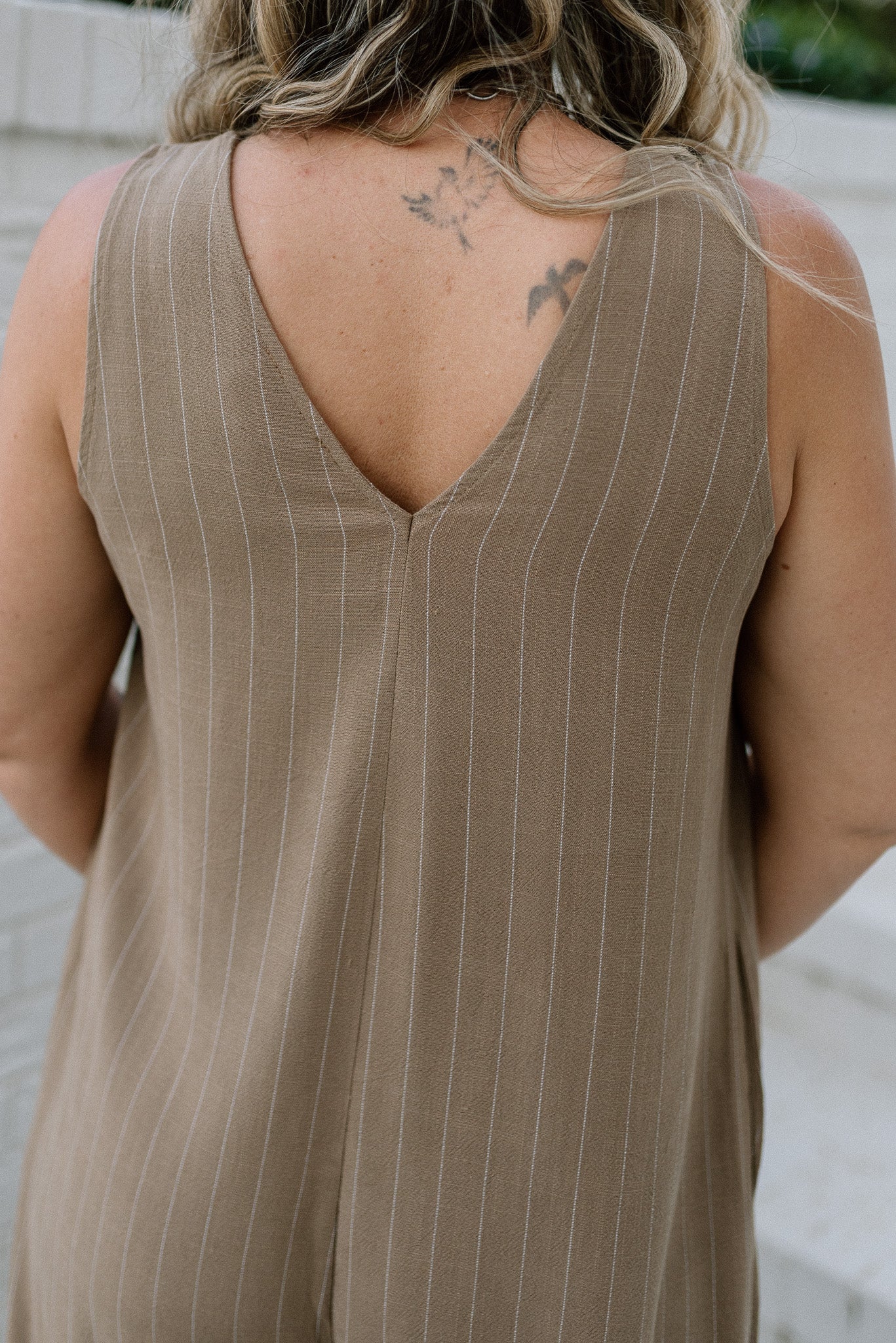 Striped Button Front Jumpsuit