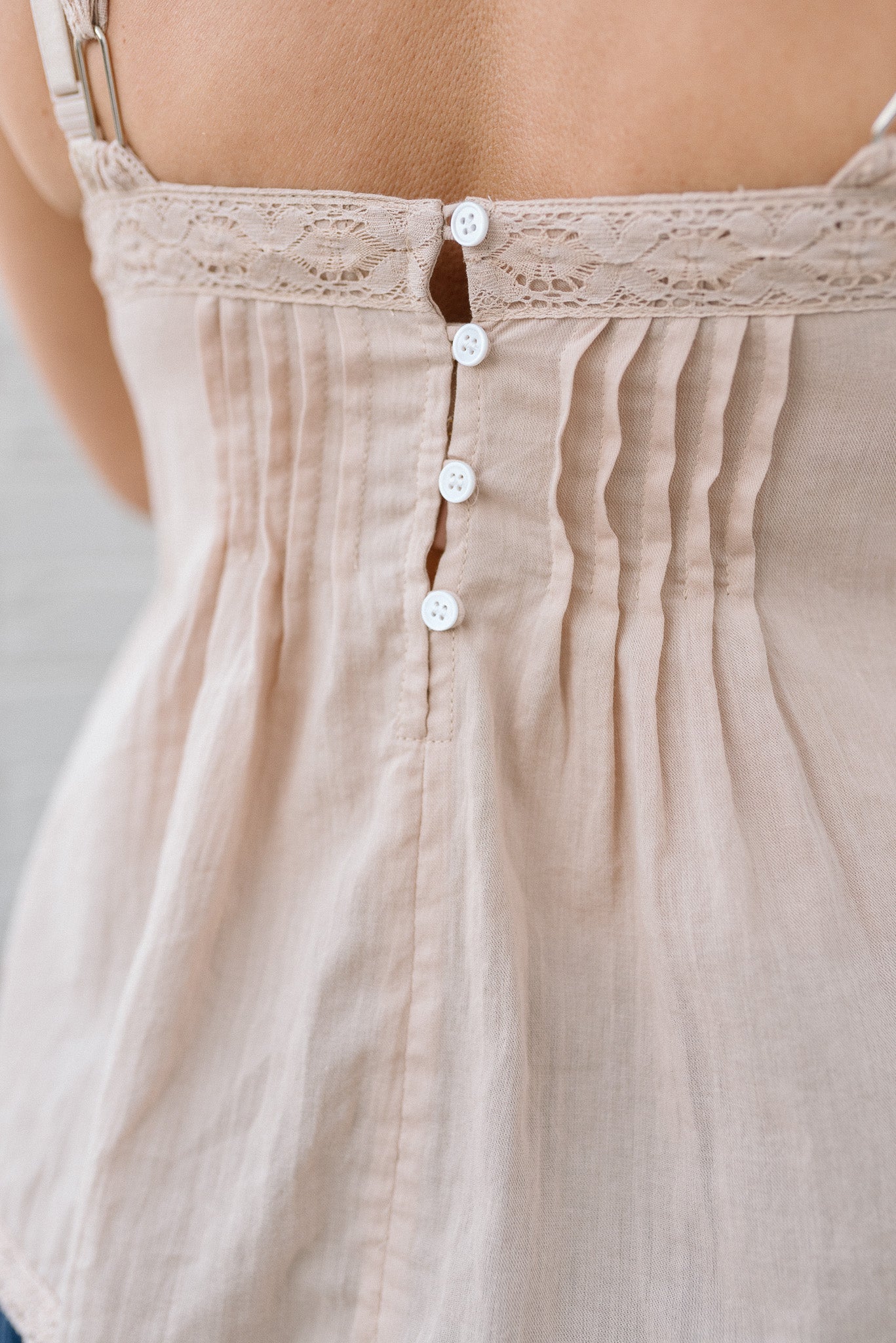 Pintuck Lace Tank
