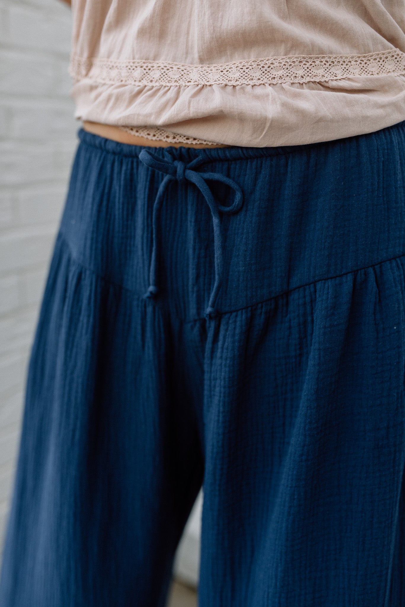 Wide Leg Drape Cotton Gauze Pants