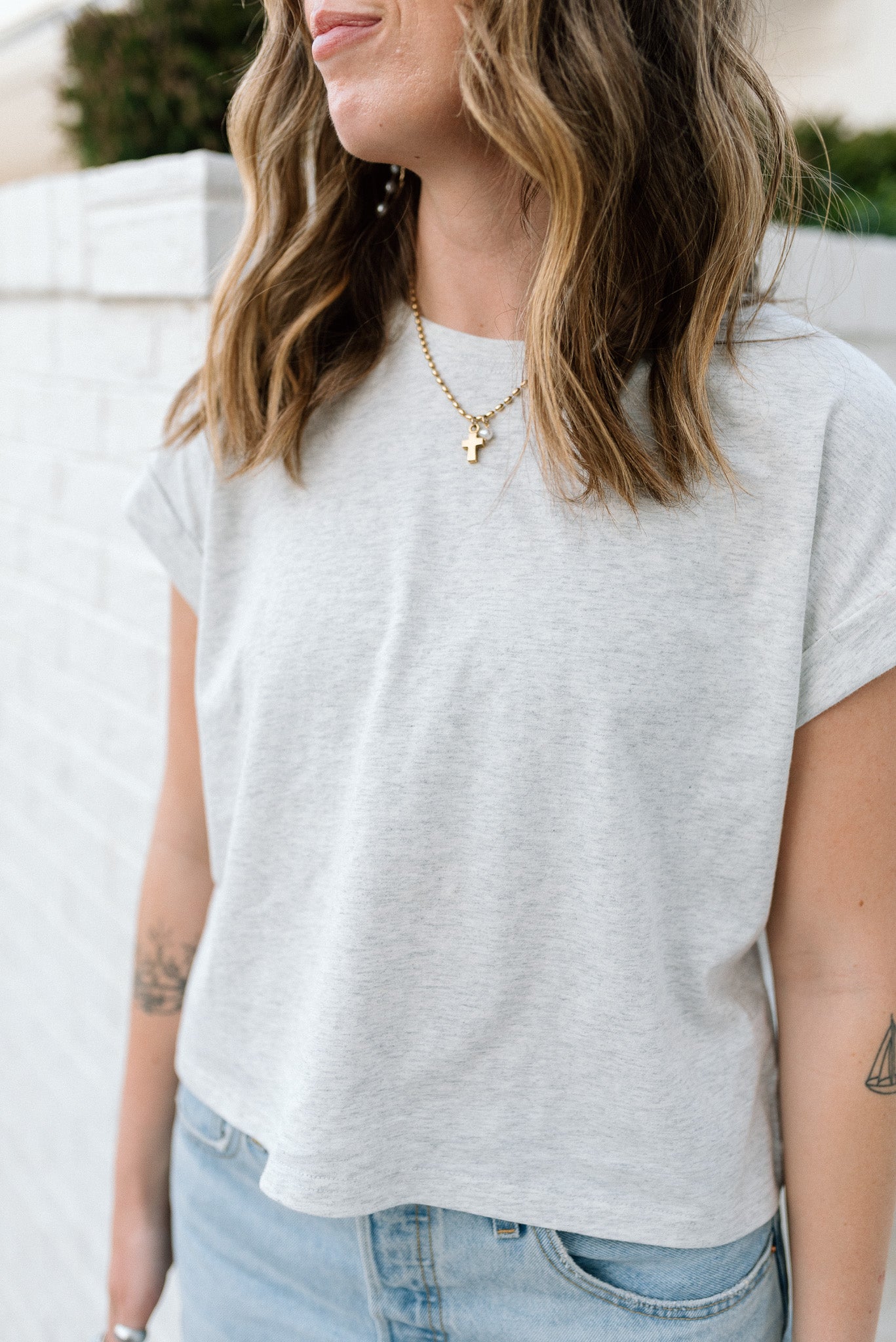 Round Neck Cuffed Top