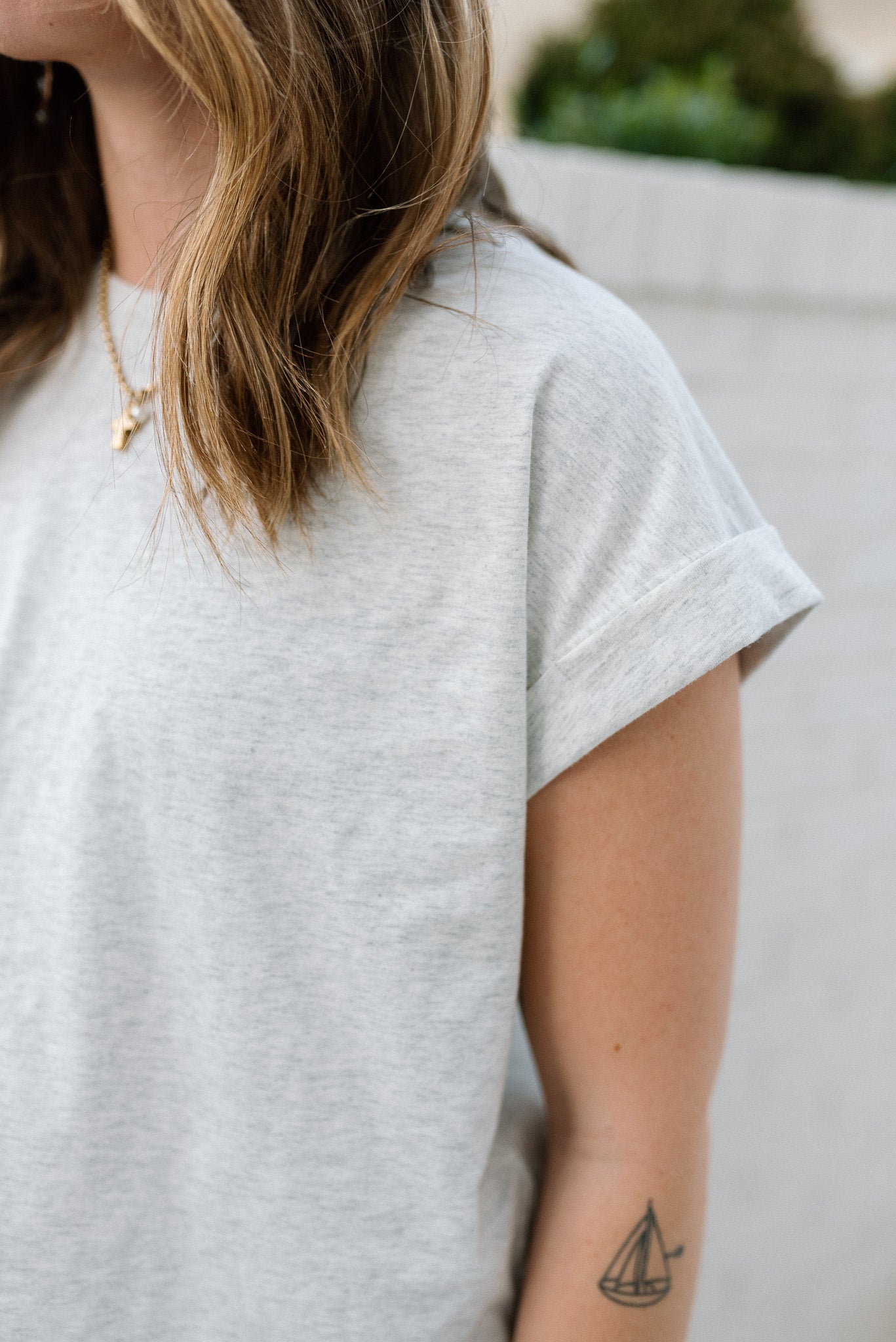 Round Neck Cuffed Top