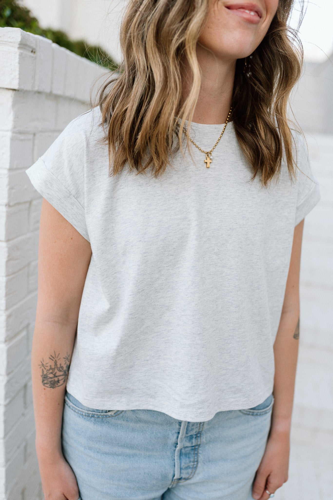 Round Neck Cuffed Top