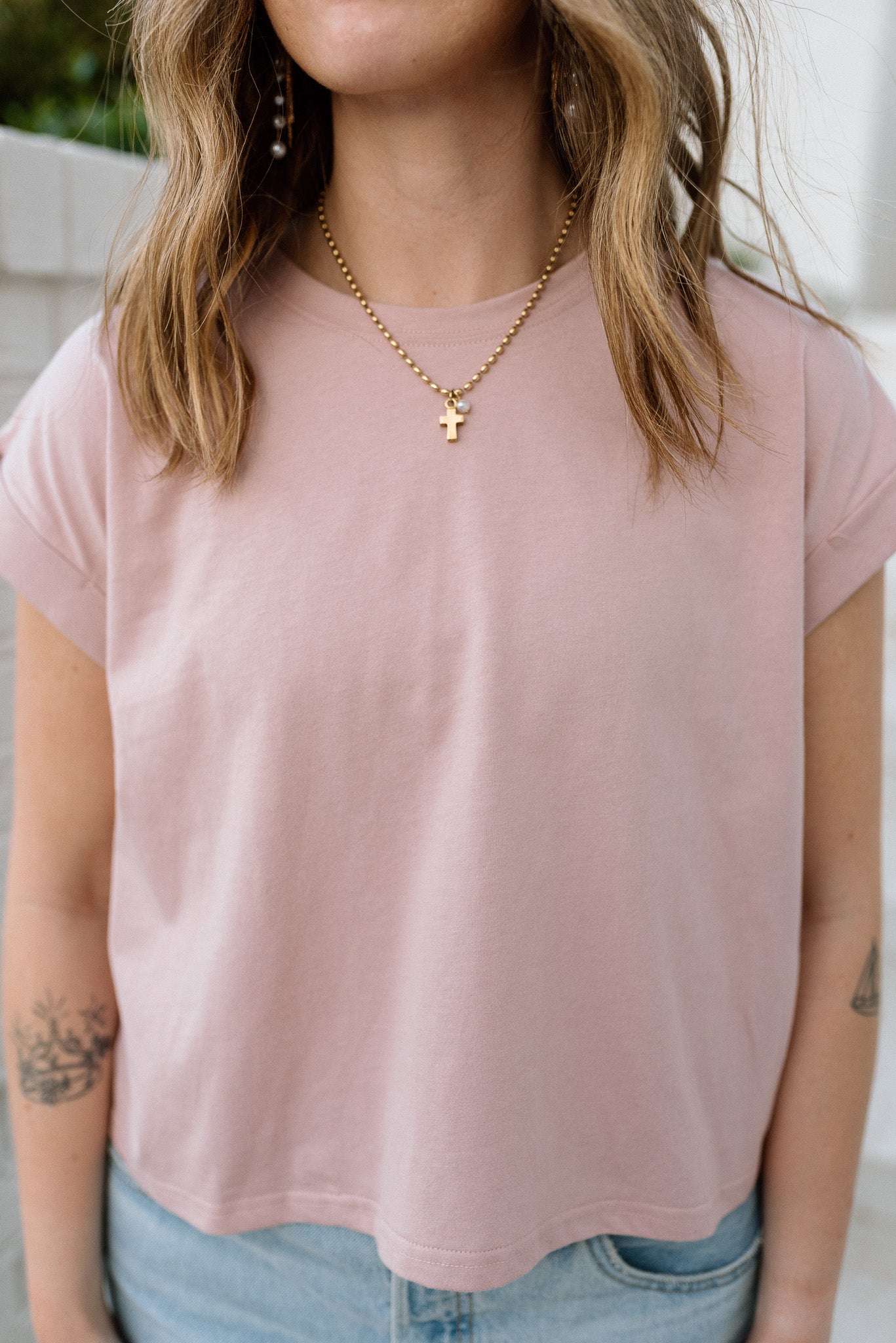 Round Neck Cuffed Top
