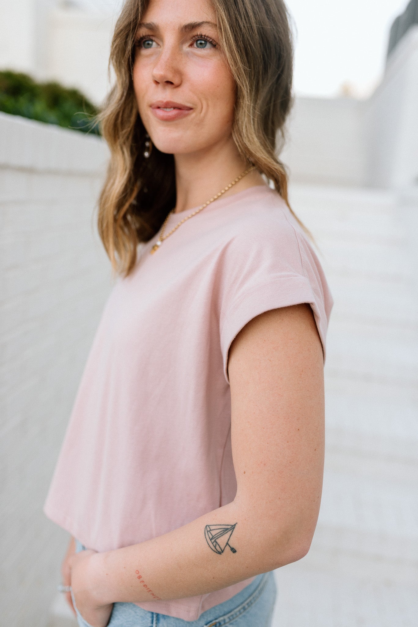 Round Neck Cuffed Top