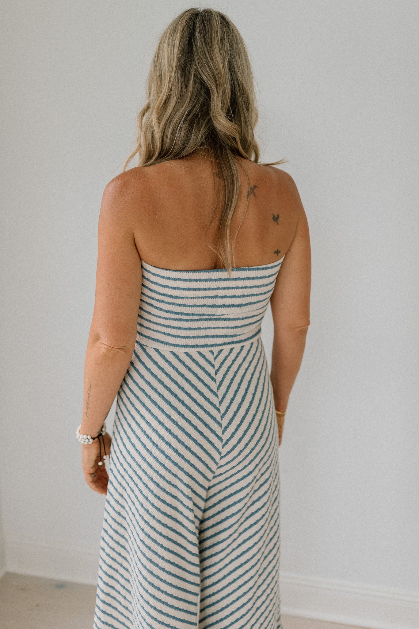 Stripe Printed Tube Top Jumpsuit