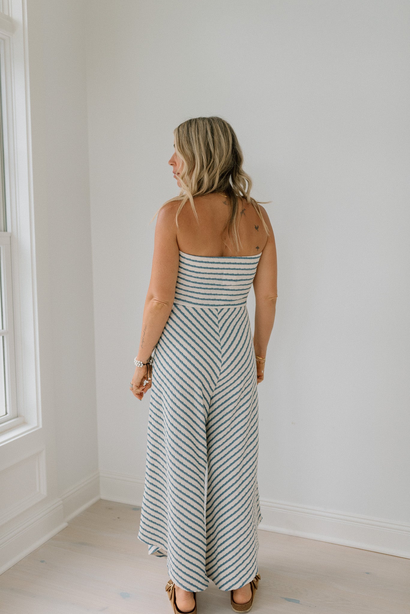 Stripe Printed Tube Top Jumpsuit