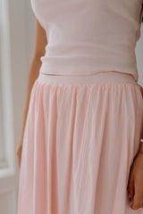 Solid Ribbed Top and A-Line Skirt