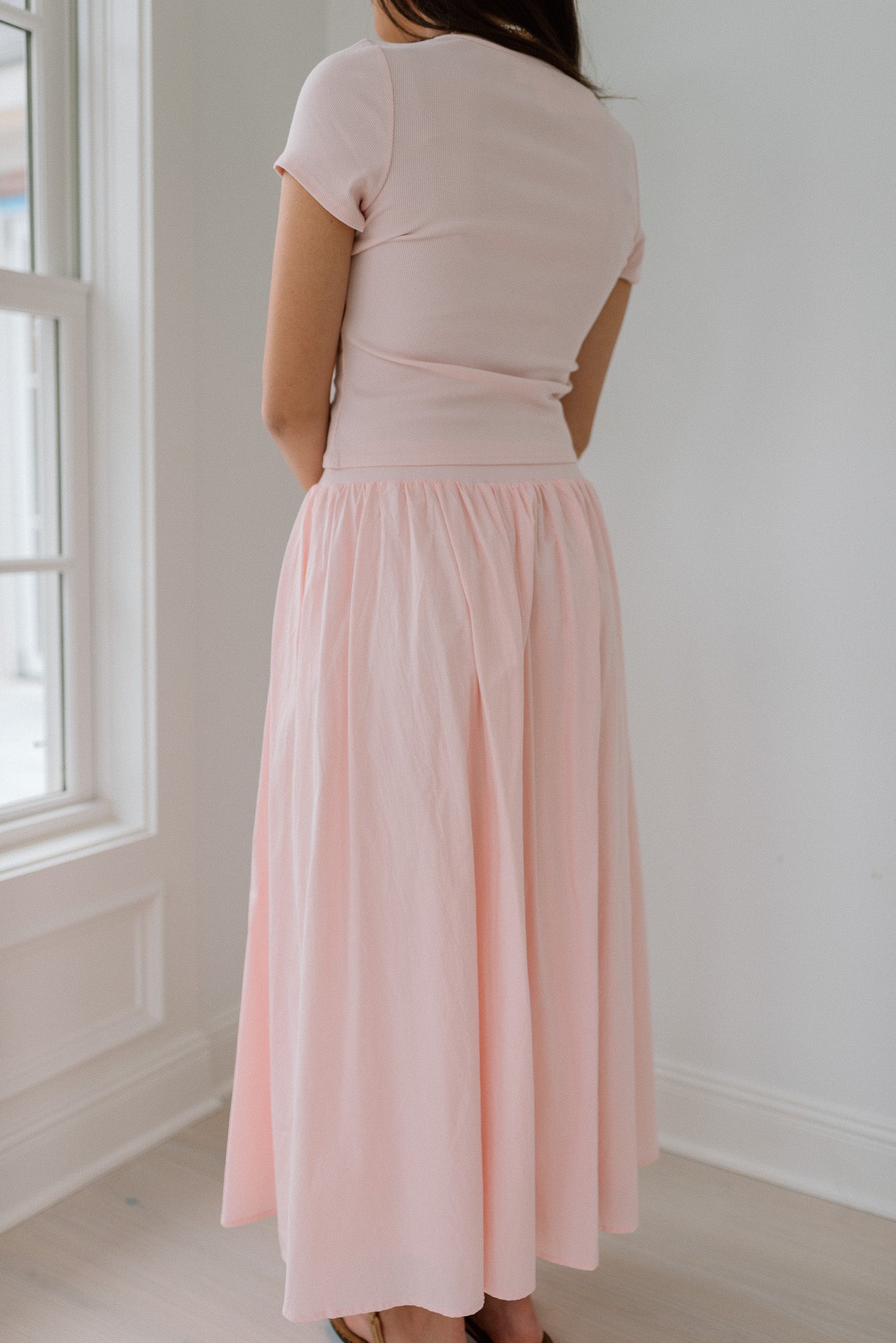 Solid Ribbed Top and A-Line Skirt