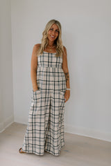 Checker Smocked Back Cami Jumpsuit