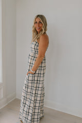 Checker Smocked Back Cami Jumpsuit
