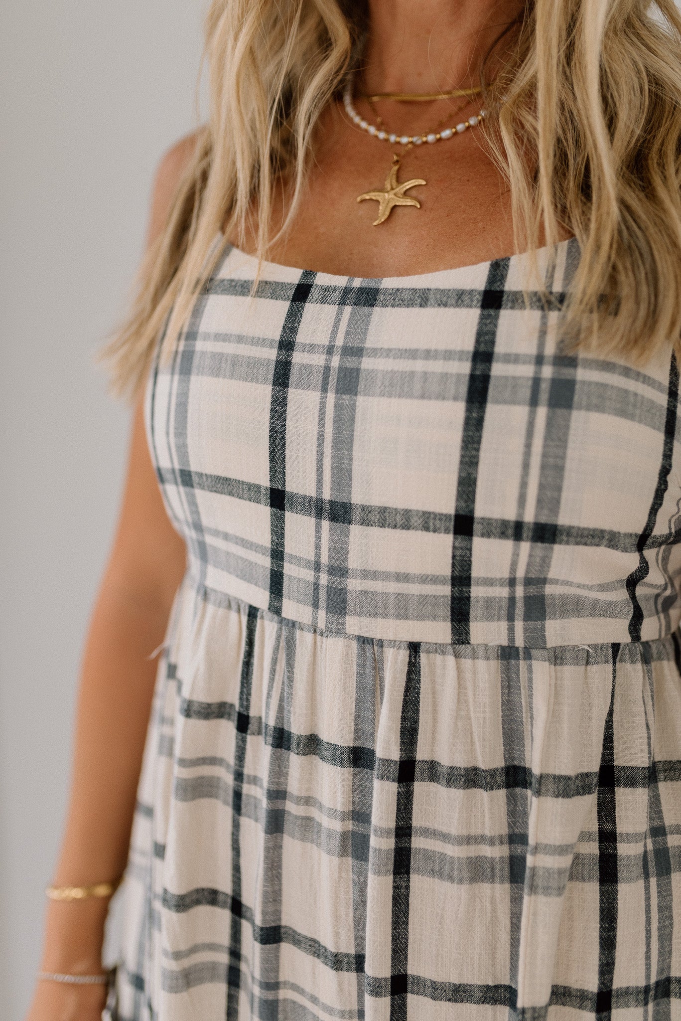 Checker Smocked Back Cami Jumpsuit
