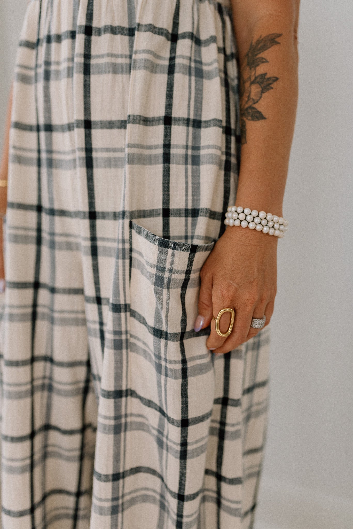 Checker Smocked Back Cami Jumpsuit
