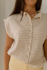 Button Front Soft Knit Shortsleeve