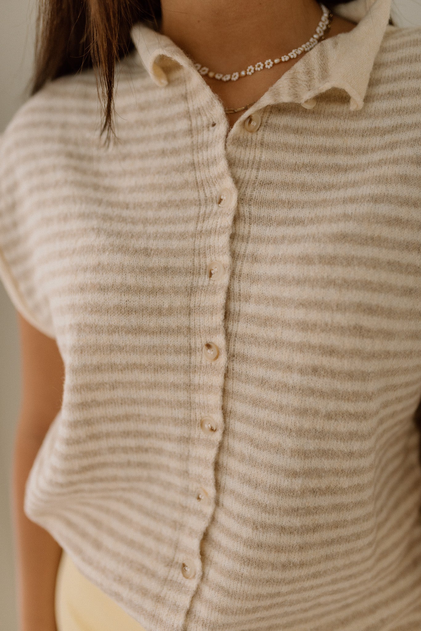 Button Front Soft Knit Shortsleeve