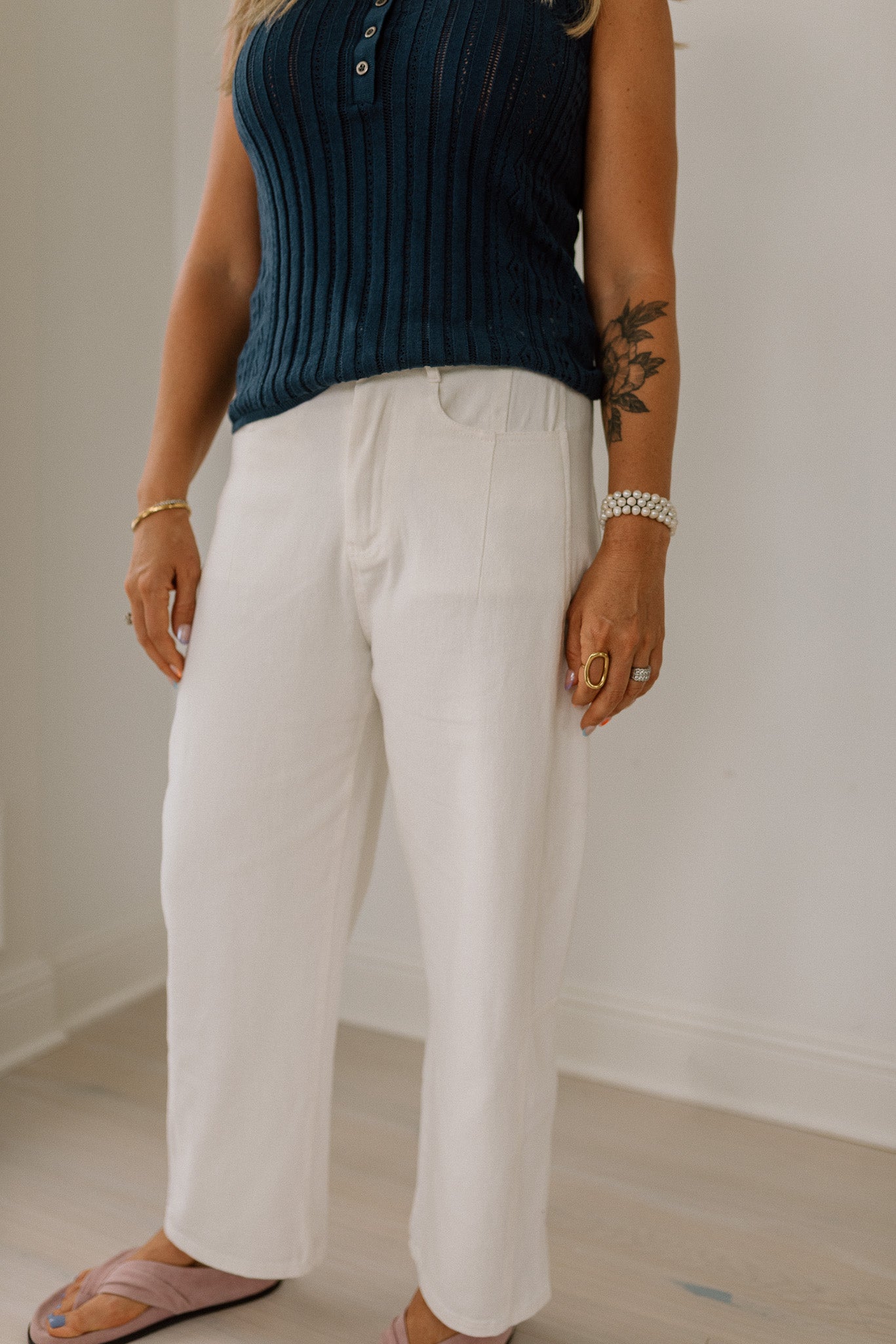 Mid Rise Barrel Cotton Twill Jeans