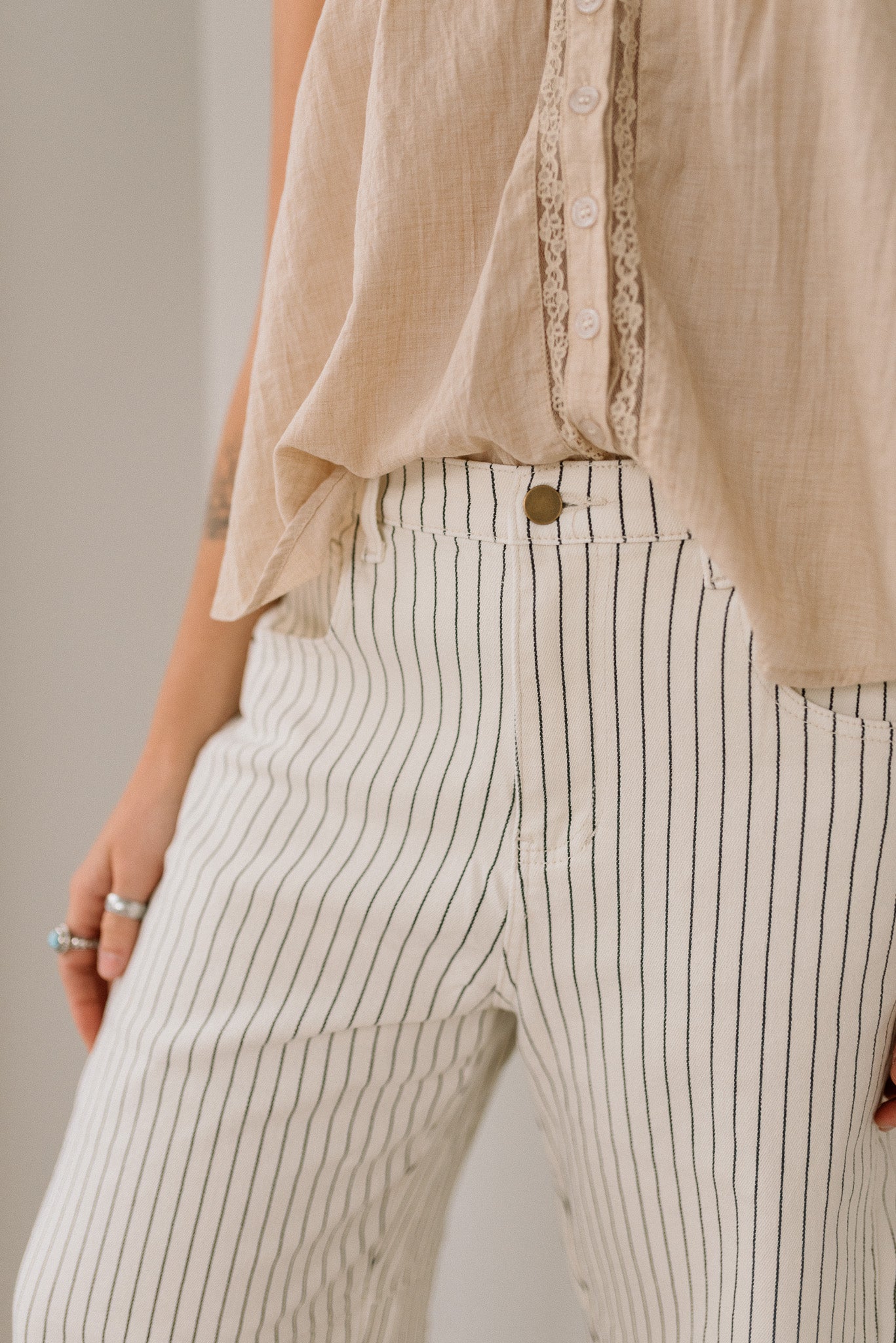 Pinstriped Pattern Barrel Pants