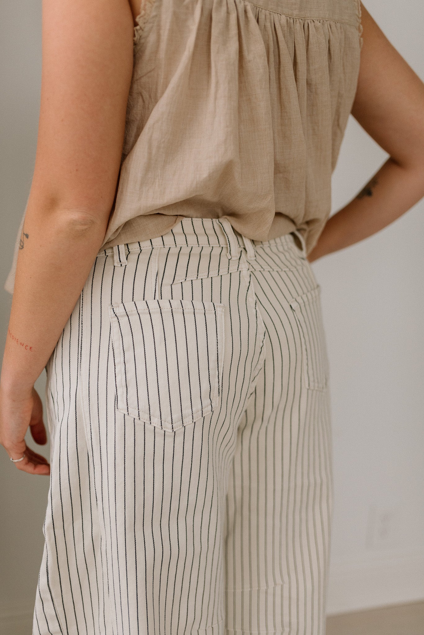 Pinstriped Pattern Barrel Pants