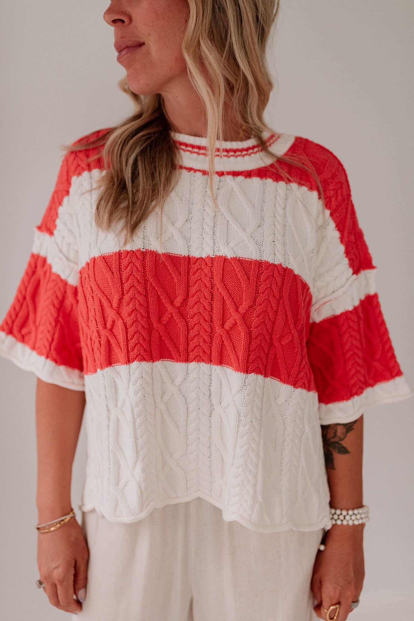 Oversized Wide Stripe Sweater Top