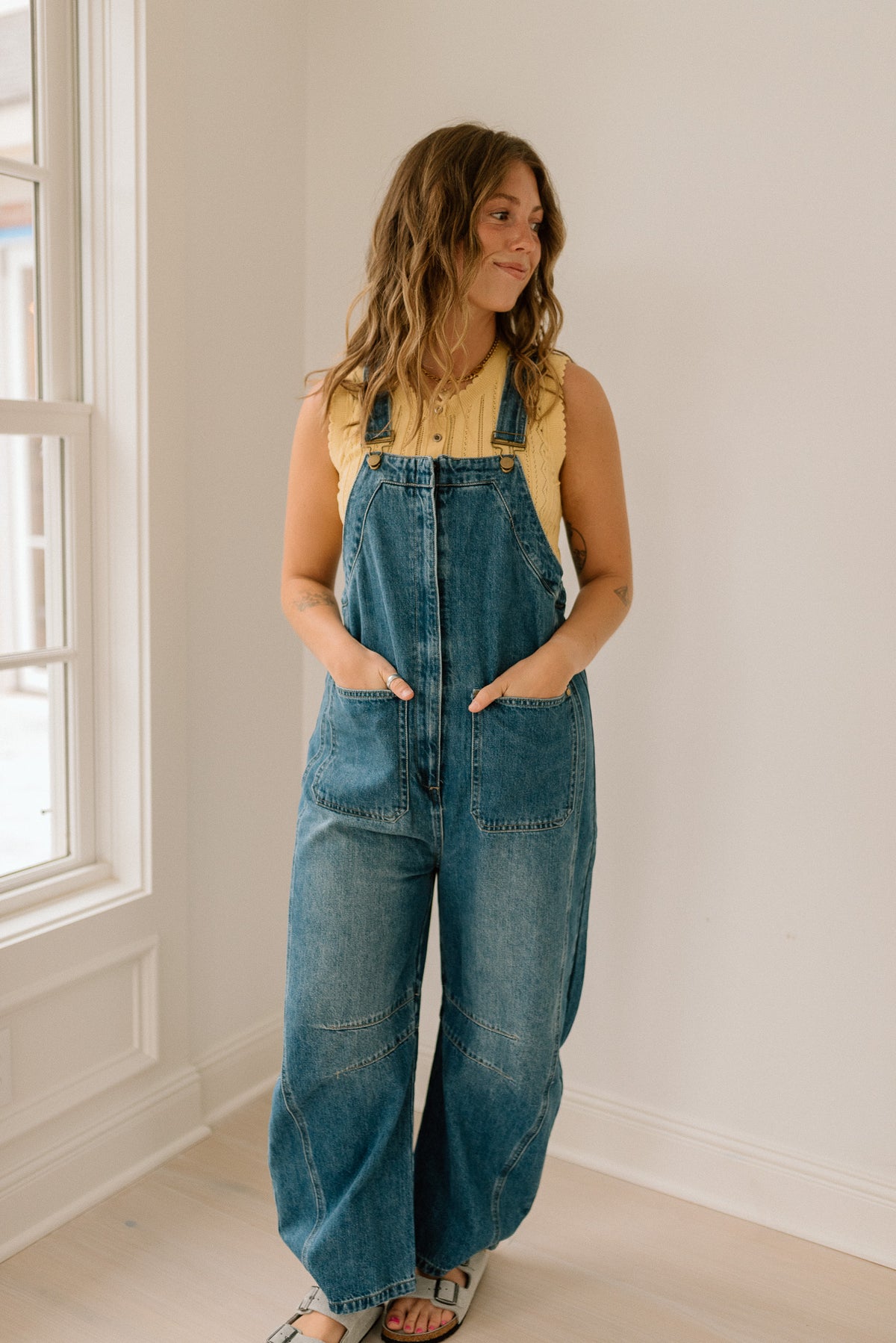 Western Wide-Leg Denim Overalls