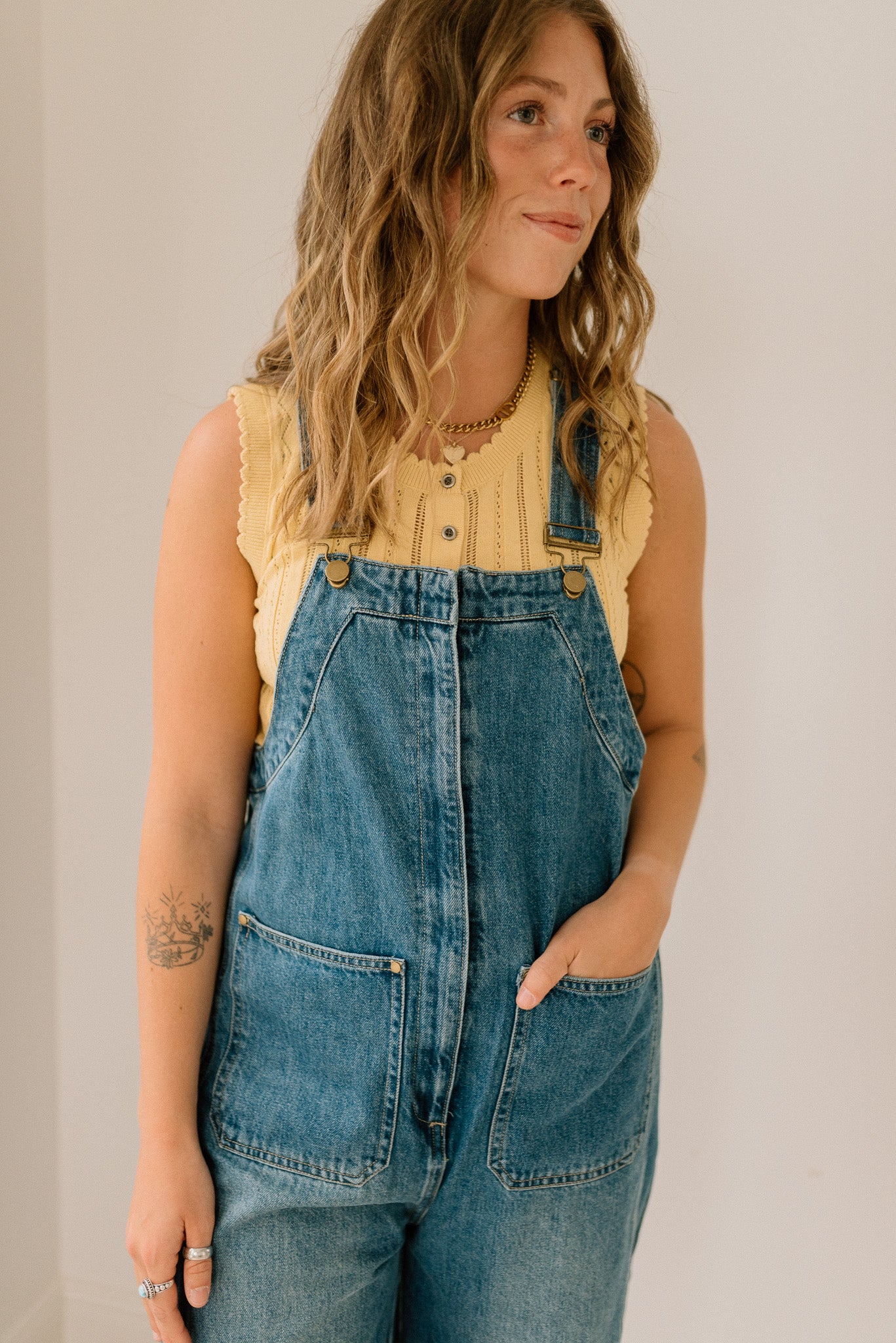 Western Wide-Leg Denim Overalls
