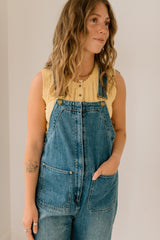 Western Wide-Leg Denim Overalls