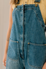 Western Wide-Leg Denim Overalls