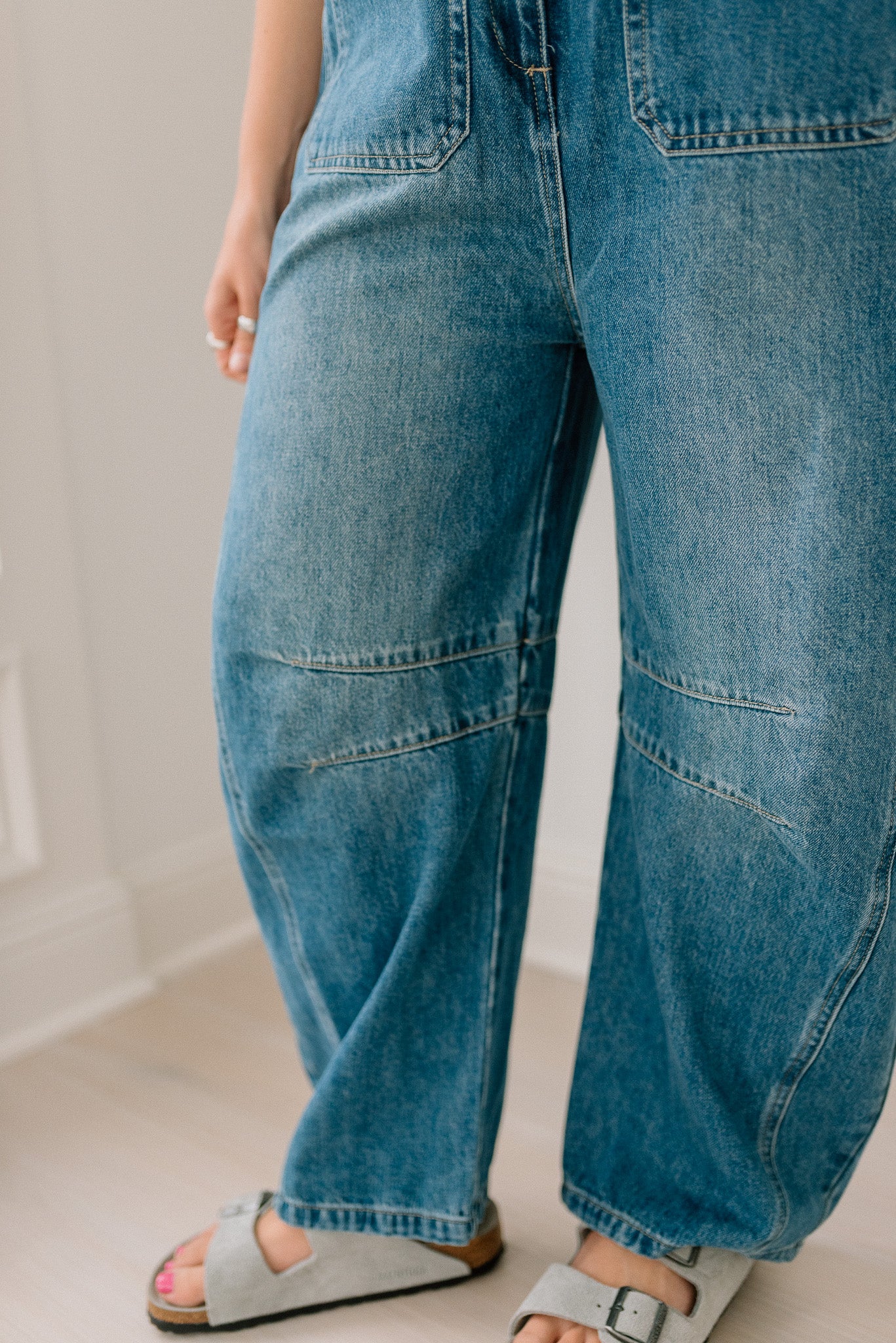 Western Wide-Leg Denim Overalls