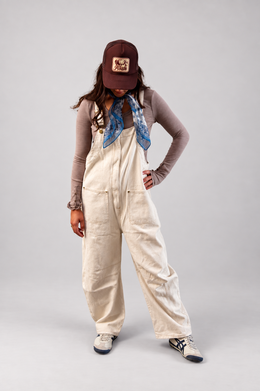 Western Wide-Leg Denim Overalls