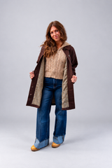 Taupe Cable Knit Zip Cardigan